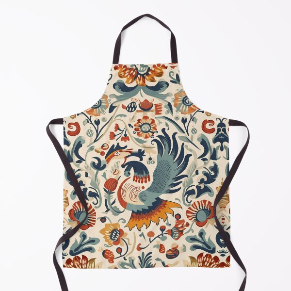 Item preview, Hungarian Folktale inspired floral and bird motifs, in red, orange and blue hues designed and sold by EmeraldeaArt.