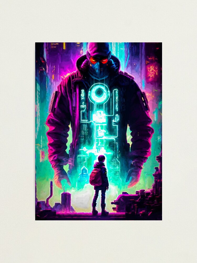 Thumbnail 2 of 3, Photographic Print, Future Tokyo Neo Cyberpunk Hacker by Brian Vegas designed and sold by Brian Vegas.