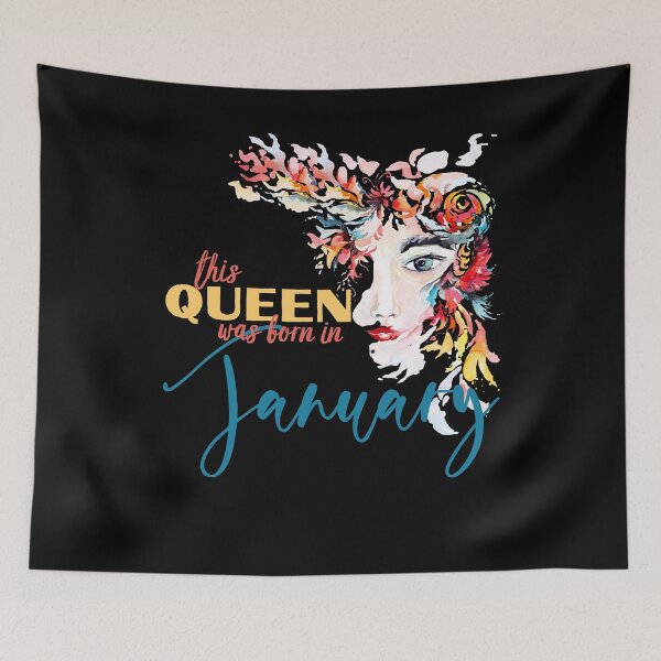 Item preview, This Queen Was Born in January Floral Watercolor  designed and sold by DPlumDesign.