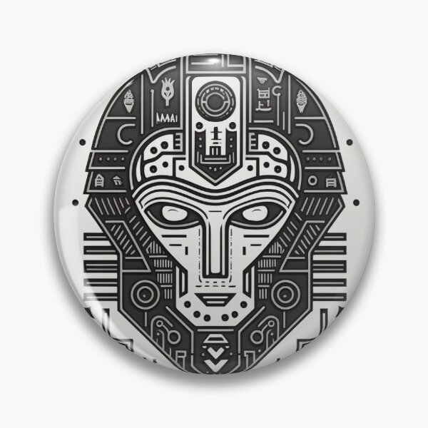 Item preview, Kawaii Egyptian Mask with Geometric Flair - B&W Vector Design designed and sold by AInspiredCO.