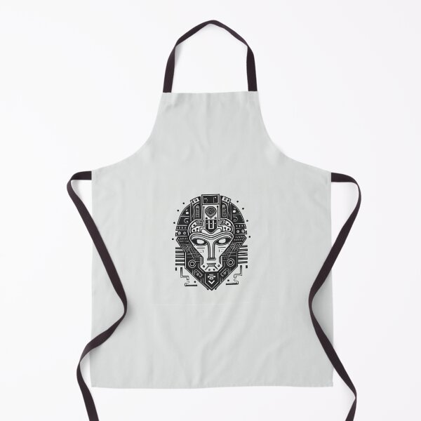 Item preview, Kawaii Egyptian Mask with Geometric Flair - B&W Vector Design designed and sold by AInspiredCO.