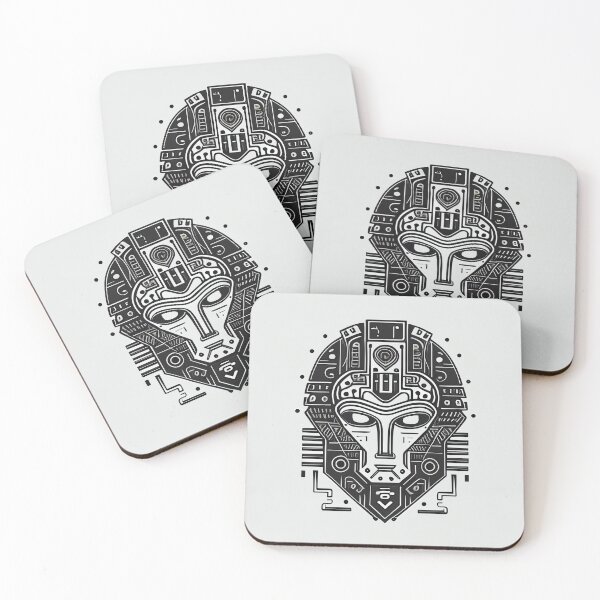 Item preview, Kawaii Egyptian Mask with Geometric Flair - B&W Vector Design designed and sold by AInspiredCO.