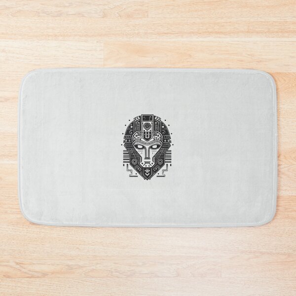 Item preview, Kawaii Egyptian Mask with Geometric Flair - B&W Vector Design designed and sold by AInspiredCO.