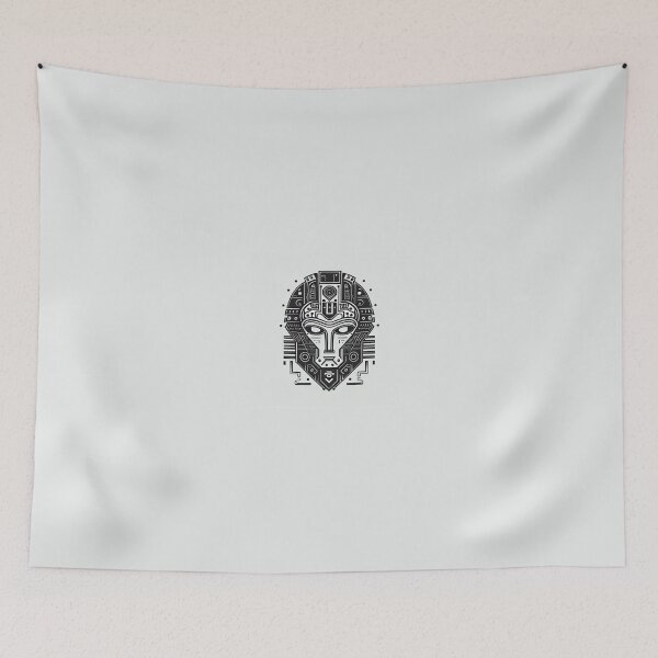 Item preview, Kawaii Egyptian Mask with Geometric Flair - B&W Vector Design designed and sold by AInspiredCO.