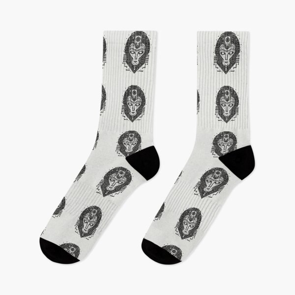Item preview, Kawaii Egyptian Mask with Geometric Flair - B&W Vector Design designed and sold by AInspiredCO.