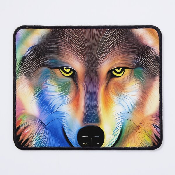 Item preview, Psychedelic Wolf Portrait - Neon Colors Digital Art Painting designed and sold by artezen.