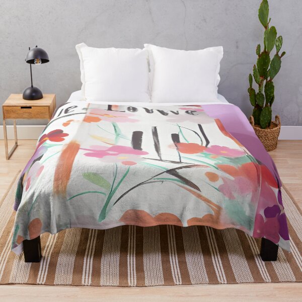 Item preview, House of Lovvve in a Botanical Flowers of Orange Violet Pink and Lavender on a Dusty Pink Background designed and sold by deniselynnimage.