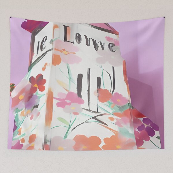 Item preview, House of Lovvve in a Botanical Flowers of Orange Violet Pink and Lavender on a Dusty Pink Background designed and sold by deniselynnimage.