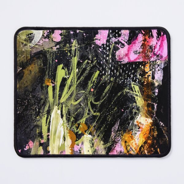 Item preview, Black pink green abstract floral painting  designed and sold by Grey Robinson.
