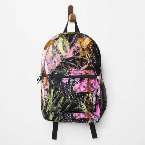 Item preview, Black pink green abstract floral painting designed and sold by Grey Robinson.