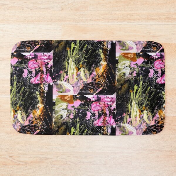 Item preview, Black pink green abstract floral painting  designed and sold by Grey Robinson.