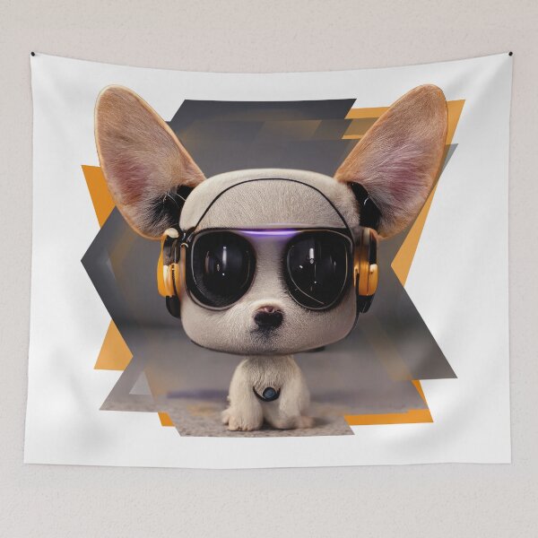 Aperçu de l'œuvre 3D Urban Street Puppy Dog (Lunettes de soleil et écouteurs) créée et vendue par ArtificialEye.