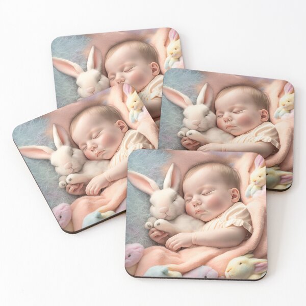 Item preview, Sleeping Baby with Rabbit designed and sold by oliviasunrise.