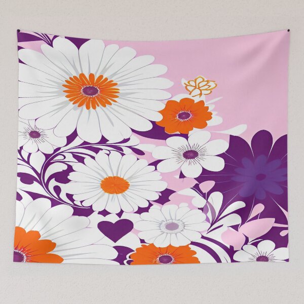 Item preview, White Orange Violet Flowers in a Beautiful Arrangement designed and sold by deniselynnimage.
