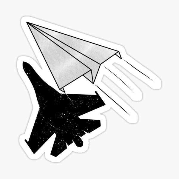 Paper airplane shadow. fighter Sticker for Sale by Aleksey888  Paper  airplane drawing, Paper airplane tattoos, Paper airplanes
