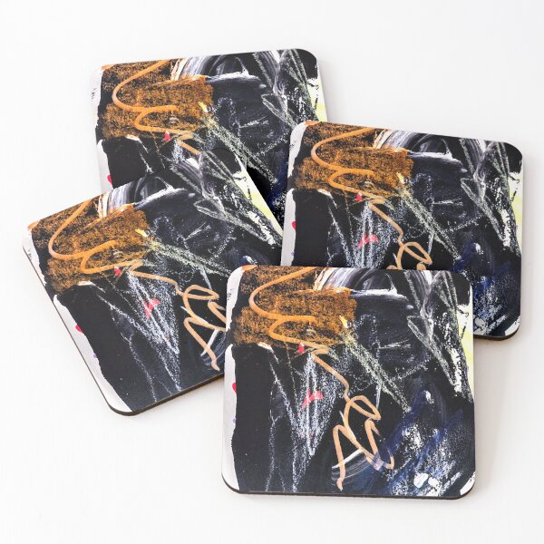 Item preview, Fun abstract painting black blue white orange  designed and sold by Grey Robinson.