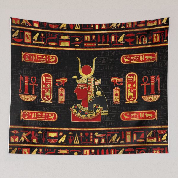 Item preview, Hathor Egyptian Ornament Gold and Red glass designed and sold by k9printart.