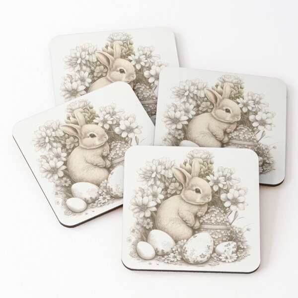 Item preview, Easter Bunny and Egg with Flowers Vintage Style designed and sold by Aurora Hues.