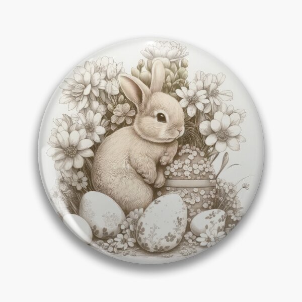 Item preview, Easter Bunny and Egg with Flowers Vintage Style designed and sold by Aurora Hues.
