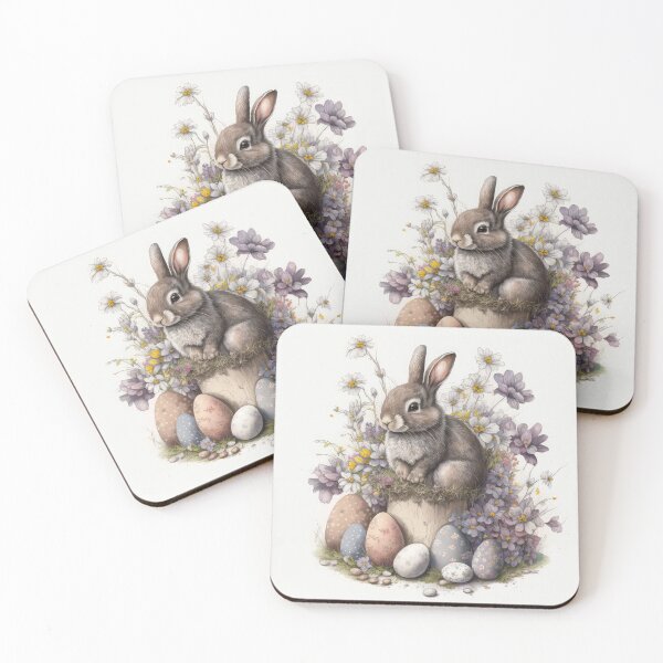 Item preview, Easter Bunny and Egg with Flowers Vintage Style designed and sold by Aurora Hues.