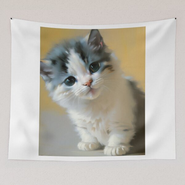 Item preview, Feline Whimsy: A playful kitty oil painting designed and sold by KH-GardenEden.