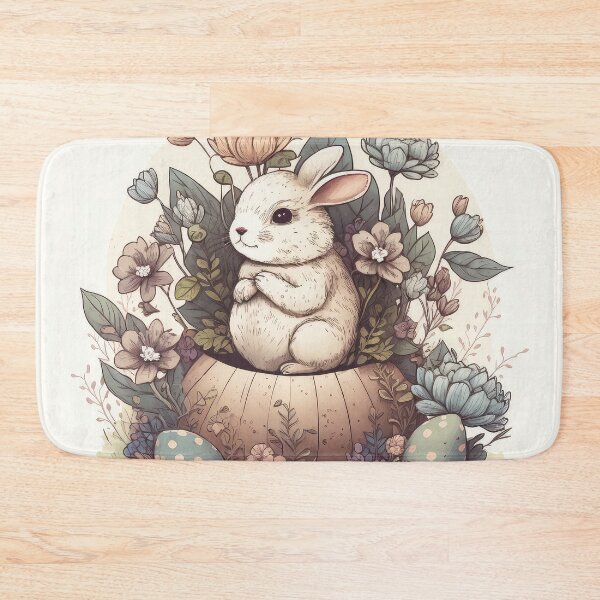 Item preview, Easter Bunny and Egg with Flowers Vintage Style designed and sold by Aurora Hues.