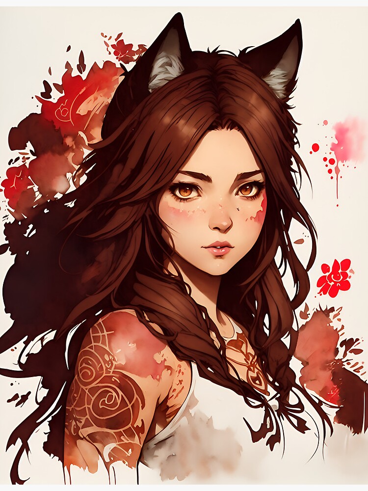 Beautiful Cute Anime Pretty Young Girl with wolf ears 16724342 Vector Art  at Vecteezy