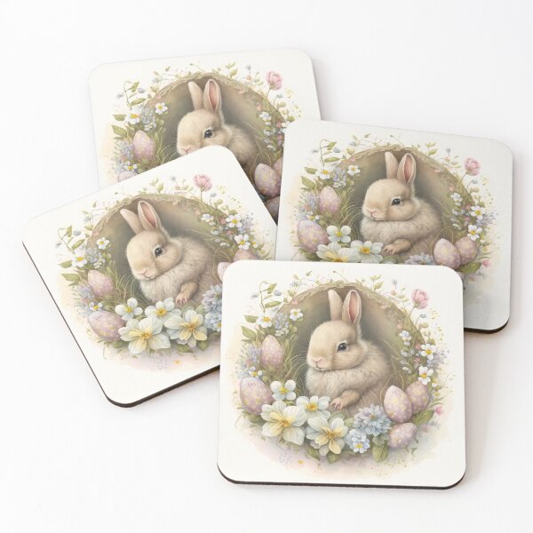 Item preview, Easter Bunny and Egg with Flowers Vintage Style designed and sold by Aurora Hues.