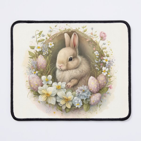 Item preview, Easter Bunny and Egg with Flowers Vintage Style designed and sold by Aurora Hues.