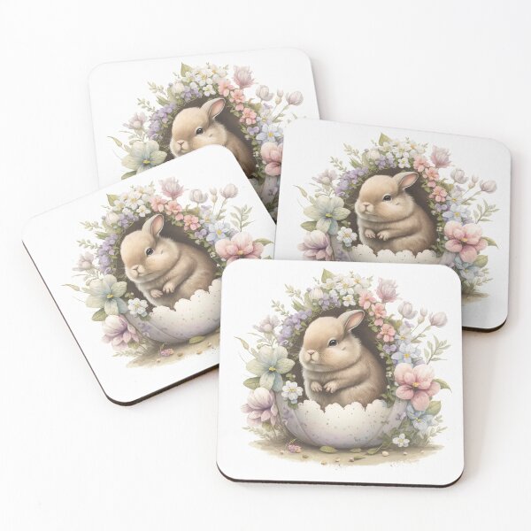 Item preview, Easter Bunny and Egg with Flowers Vintage Style designed and sold by Aurora Hues.