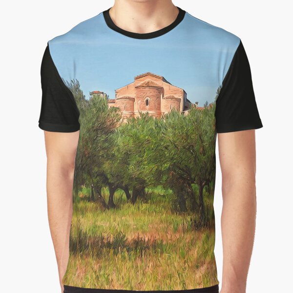 Italy, olive trees and an ancient abbey Graphic T-Shirt
