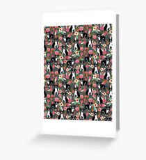 Boston Terrier floral dog breed pet art must have boston terriers gifts Greeting Card