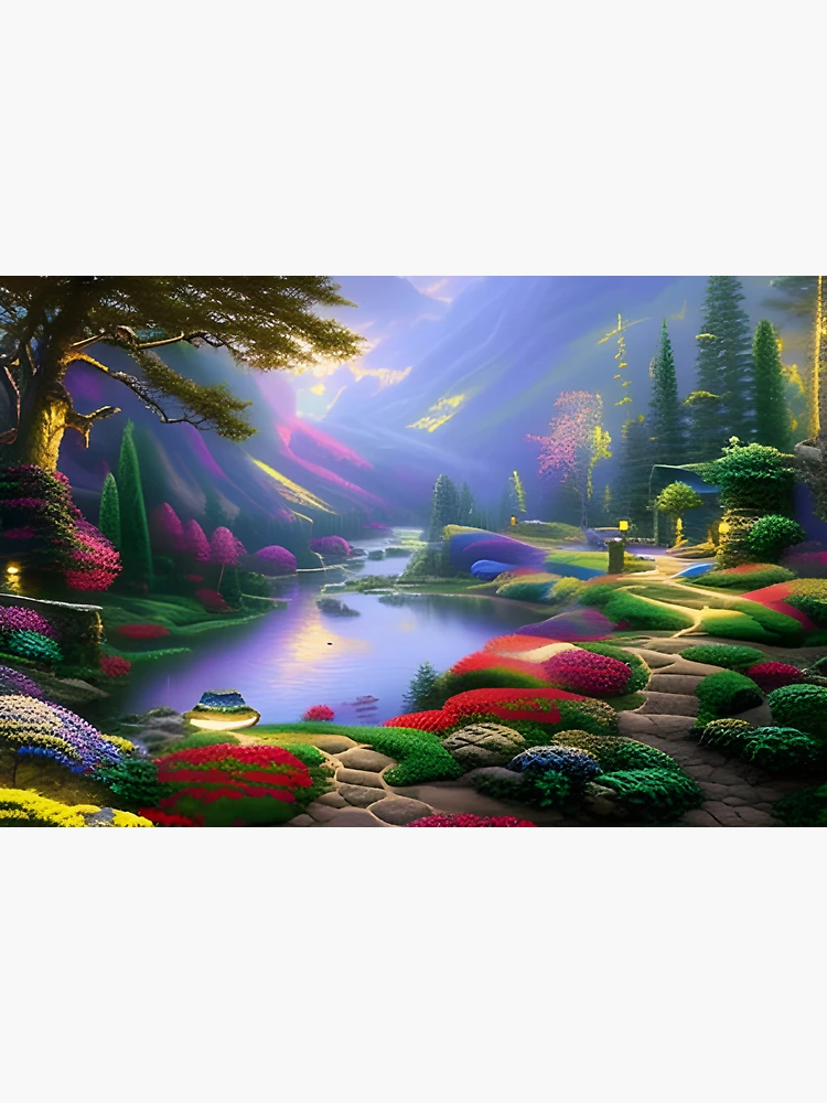 Fantasy Scenery Flowers Paint By Numbers Stickers & Posters