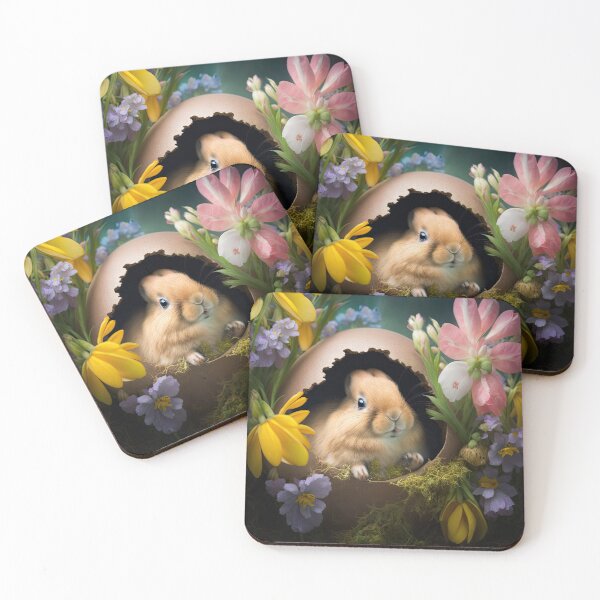 Item preview, Easter Bunny and Egg with Colorful Flowers designed and sold by Aurora Hues.