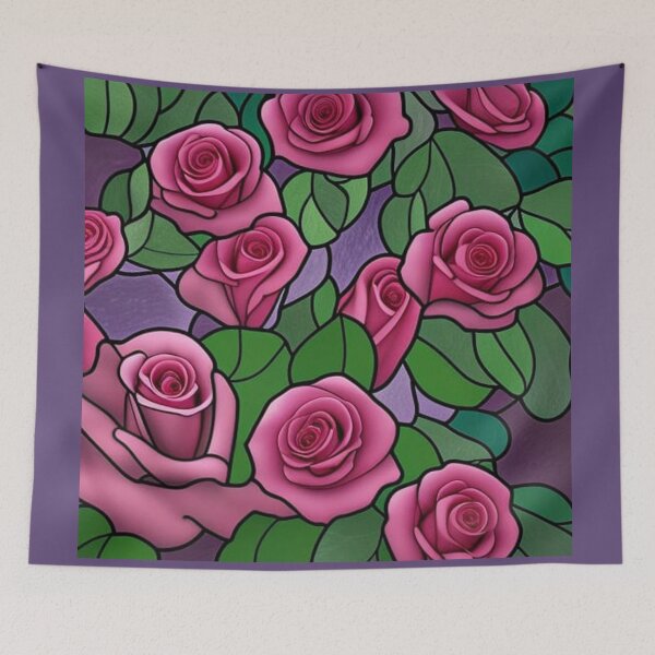 Item preview, Stained Glass Pattern of Roses and Foliage designed and sold by Greenbaby.