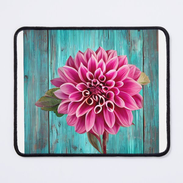 Item preview, pink dahlia on wooden background designed and sold by JuliVogel.