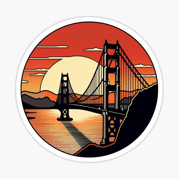 Niners Gold and Red San Francisco Golden Gate Bridge 49 Football Sports  Sticker 