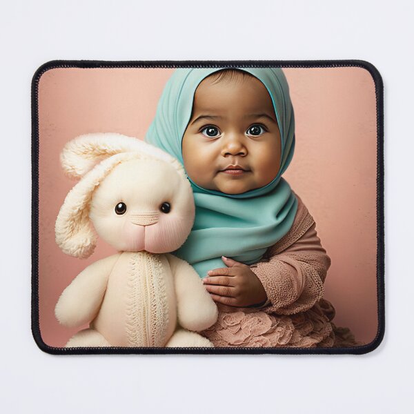 Item preview, Baby girl in the blue hijab with bunny | Cute Muslim baby designed and sold by oliviasunrise.