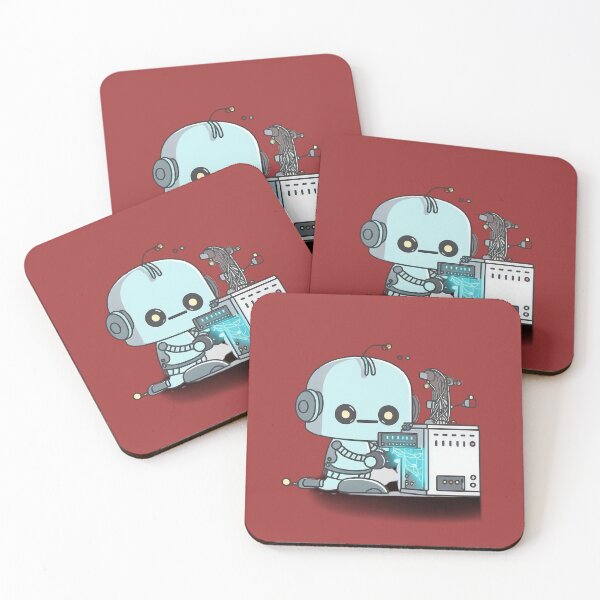 Item preview, Robot Repairing Computer – Adorable Tech-Inspired Design Funny Simple Color Kawaii 2D Art Nice Character designed and sold by Robotkovo.