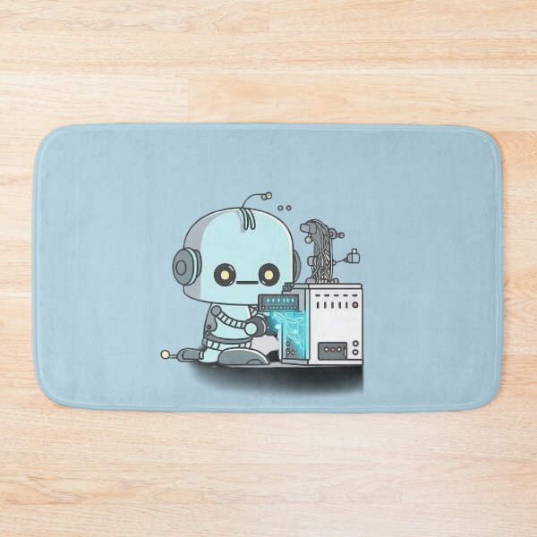 Item preview, Robot Repairing Computer – Adorable Tech-Inspired Design Funny Simple Color Kawaii 2D Art Nice Character designed and sold by Robotkovo.