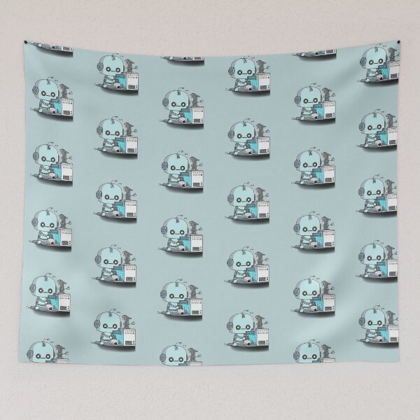 Item preview, Robot Repairing Computer – Adorable Tech-Inspired Design Funny Simple Color Kawaii 2D Art Nice Character designed and sold by Robotkovo.