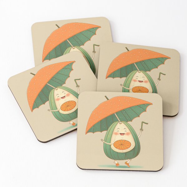 Item preview, Kawaii Papaya Smiling and Holding an Umbrella designed and sold by Aurora Hues.
