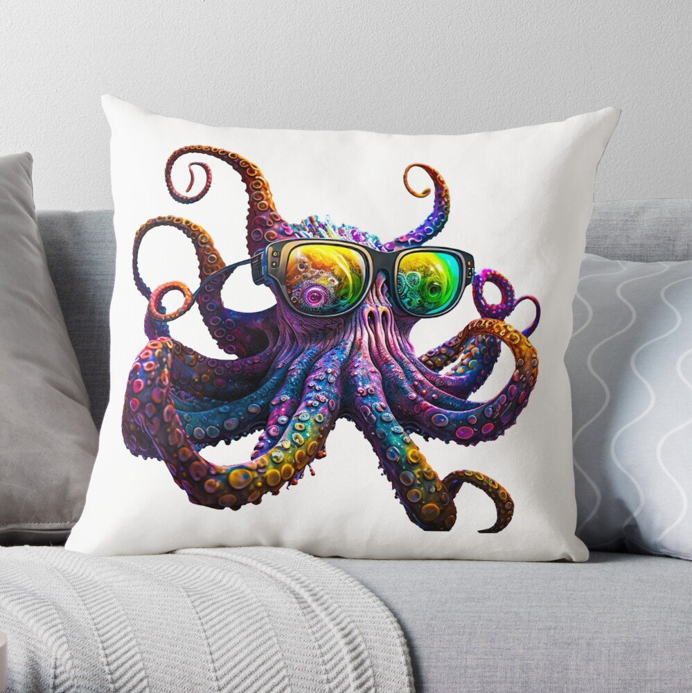 Colorful Psychedelic Octopus With Sunglasses
