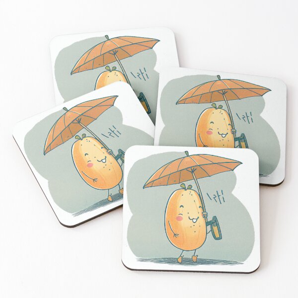 Item preview, Kawaii Papaya Smiling and Holding an Umbrella designed and sold by Aurora Hues.