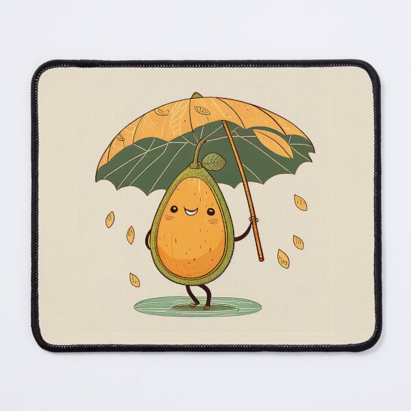 Item preview, Kawaii Papaya Smiling and Holding an Umbrella designed and sold by Aurora Hues.
