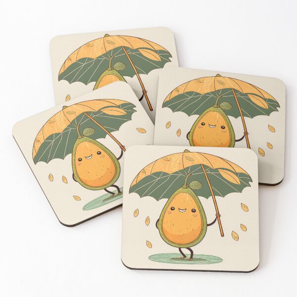 Item preview, Kawaii Papaya Smiling and Holding an Umbrella designed and sold by Aurora Hues.