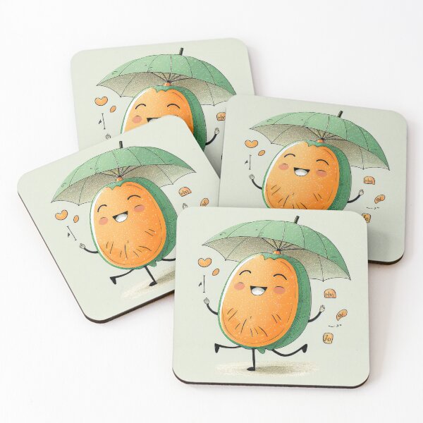 Item preview, Kawaii Papaya Smiling Dancing with Umbrella designed and sold by Aurora Hues.