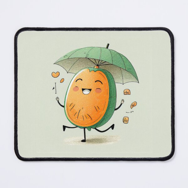 Item preview, Kawaii Papaya Smiling Dancing with Umbrella designed and sold by Aurora Hues.
