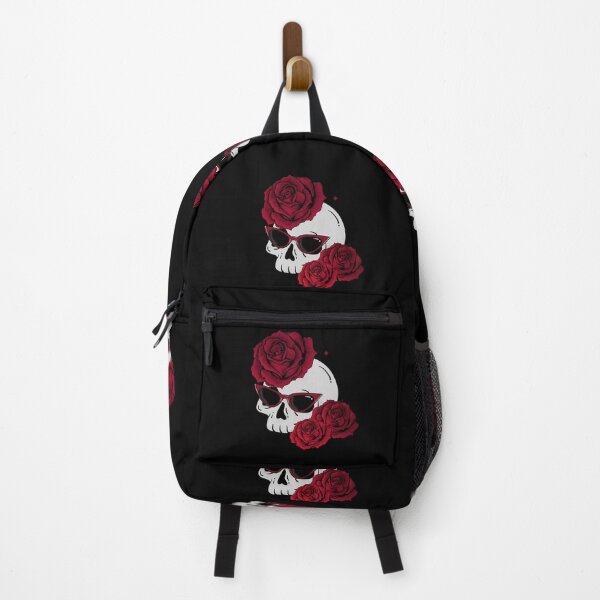 Item preview, Three Red Roses Skull with Red Frame Glasses Gothic Design designed and sold by InspiredForever.