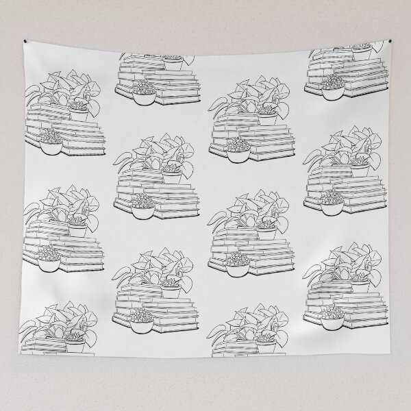 Item preview, Plants and Books - black and white designed and sold by gaslight-n.